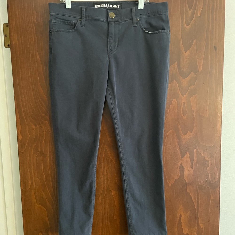 Express cropped leggings size 8 grey/navy